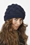 Women's 4basket Knit Lined Solid Color Knitwear Beret Navy Blue - 2