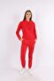 Red Printed Long Sleeve Hooded Sports Suit with Pockets