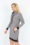 Black Patterned Long Sleeve High Collar Zipper Pocket Detailed Sports Dress Tunic - 2