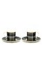 Black and White Gold Gilt Handled Coffee Cup Set for Two - 2