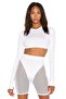 Women's White Long Sleeve Crew Neck Crop Top