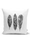 Charcoal Feather Patterned Digital Printed Modern Pillow Throw Pillow Case