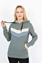 Dark Green Stripe Pattern Hooded Long Sleeve Kangaroo Pocket Sweatshirt - 3