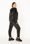 Women's Black Pearl Velvet Back Angel Wing Stone Detailed Hooded Sweatshirt Trousers Set 65N31328 - 2