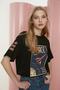 Black 100% Cotton Space Printed Oversized Fit Crew Neck Knit T-Shirt TWOSS21TS3663 - 8