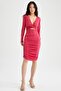 Bodycon V-Neck Cutout Detailed Long Sleeve Mini Dress - 4