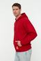 Bordo Kapüşonlu Oversize/Geniş Kesim Uzun Kol Etiketli Sweatshirt TMNSS21SW0221 - 5