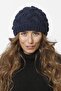 Women's 4basket Knit Lined Solid Color Knitwear Beret Navy Blue