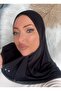 Women's Hijab Black Snap Neck Collar Hijab Bonnet Model Scarf Shawl - 2