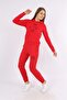 Red Printed Long Sleeve Hooded Sports Suit with Pockets - 4