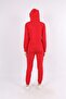Red Printed Long Sleeve Hooded Sports Suit with Pockets - 5