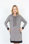 Black Patterned Long Sleeve High Collar Zipper Pocket Detailed Sports Dress Tunic - 3
