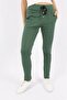Women's Dark Green Patterned Front Seam Pocketed Sports Trousers Bmsp-002 D.Green - 3