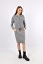 Navy Blue Patterned Short Sleeve Buttoned Pocket Detailed Dress - 3