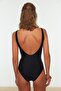 Black Eyelet Detailed U-Neck Covered Regular Swimsuit Tbess20Ma0137 - 4