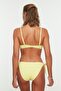 Sarı Pötikareli Dokulu Fırfırlı Regular Normal Bel Bikini Altı TBESS22BA0074 - 8