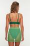 Green Geometric Pattern Mini Knitted Shirred Mesh Beach Pareo Tbess22Pr0001 - 3