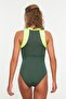 Green Zipper Surf-Style Regular Swimsuit TBESS21MA0014 - 5