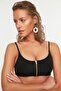 Siyah Fermuarlı Bralette Kaplı Bikini Üstü TBESS20BU0266 - 2