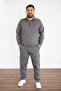 Men's Gray Stand-Up Turtleneck Comfortable Fit Half Zipper Tracksuit Set 21eestyakt0000014