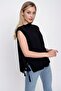 Women's Side Tie Knitwear Sweater Black 22wk252