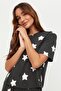 Çok Renkli %100 Pamuklu Yıldız Desenli Şortlu Örme Pijama Takımı THMSS22PT0501 - 3