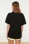 Black Printed 100% Cotton Oversize/Wide Fit Knitted T-Shirt TWOSS20TS0729 - 11