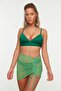 Green Geometric Pattern Mini Knitted Shirred Mesh Beach Pareo Tbess22Pr0001 - 5