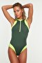 Green Zipper Surf-Style Regular Swimsuit TBESS21MA0014