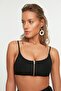 Siyah Fermuarlı Bralette Kaplı Bikini Üstü TBESS20BU0266 - 5