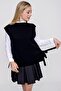 Women's Side Tie Knitwear Sweater Black 22wk252 - 4