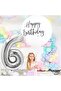 100 Cm Silver Gray Large Foil 6 Number Balloon 40inc - 2
