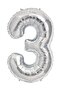100 Cm Silver Large Foil 3 Number Balloon 40inc