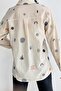 Women's Embroidery Folded Sleeve Linen Cotton Shirt - 5