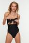 Siyah Cut Out Detaylı Straplez Kaplı Regular Mayo TBESS22MA0001 - 4