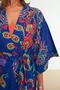 Etnik Desenli Dokuma %100 Pamuk Midi Plaj Kuşaklı Kimono&Kaftan TBESS22KM0023 - 3
