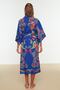Etnik Desenli Dokuma %100 Pamuk Midi Plaj Kuşaklı Kimono&Kaftan TBESS22KM0023 - 4
