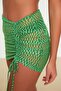 Green Geometric Pattern Mini Knitted Shirred Mesh Beach Pareo Tbess22Pr0001 - 2