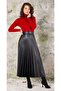 Women's Leather Look Pleated Skirt Black Color