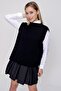 Women's Side Tie Knitwear Sweater Black 22wk252 - 3