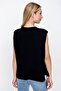 Women's Side Tie Knitwear Sweater Black 22wk252 - 6