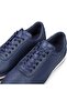 Pointed Genuine Leather Men's Casual Shoes, Genuine Leather Summer Shoes, Perforated Shoes Navy Blue - 3
