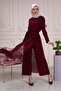 Chiffon Women's Long Jumpsuit Dress with Mobile Belt