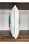 E75 Cream Floor Turquoise Flower Edges Piping Double Sided Digital Printed Throw Pillow Cover - 2