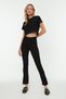 Black 100% Cotton Crop Crew Neck Knitted Sports T-Shirt Twoss21Ts0770 - 3