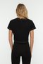 Black 100% Cotton Crop Crew Neck Knitted Sports T-Shirt Twoss21Ts0770 - 5