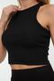 Black Fitted/Body-Sitting Super Crop Halter Collar Ribbed Flexible Knitted Tank Top TWOSS21AL0050 - 4
