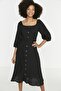 Black Belted Buttoned Woven Dress TWOSS19IE0009 - 7