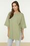 Mint Duble Kol Geniş Kesim Asimetrik Boyfriend Örme T-Shirt TWOSS20TS0828 - 8
