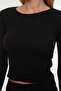 Black-White 2 Pack Fitted Crew Neck Crop Ribbed Stretchy Knitted Blouse TWOAW22BZ0331 - 16